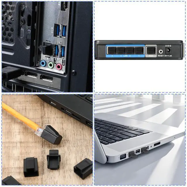 Alt view image 7 of 7 - Rj45 Dust Covers Caps, 10 Male + 10 Female Ethernet Port Cover Ethernet Lan Port Protector Rj45 Anti-Dust Cover Plugs Protector Stopper Cap for Fiber Optic Copper Rj45female Fiber Terminal Slot, Black