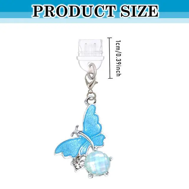 Alt view image 5 of 5 - 6 Pcs Cute Dust Plug Charms for Phone & Kindle, Type-C Charging Port Accessories with Butterfly, Star, Moon and Flower Designs, Anti-Dust Decorative Set (Style C)