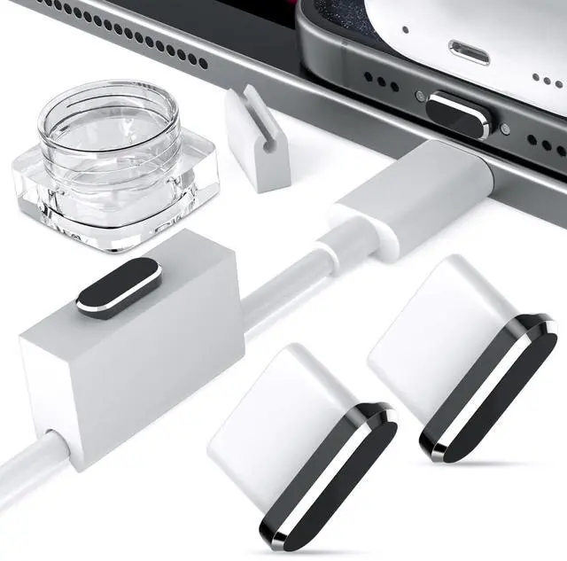 Main image of USB C Dust Plugs for iPhone 17 16 Pro Max 15 Plus 16e 17e,2 Pack Anti Dust Cover for Samsung S26 Ultra A17 A16 S25 FE S23 A36 A37 Pixel 10a 9a Type C Charging Port Protector with Cable Clip Clear Case