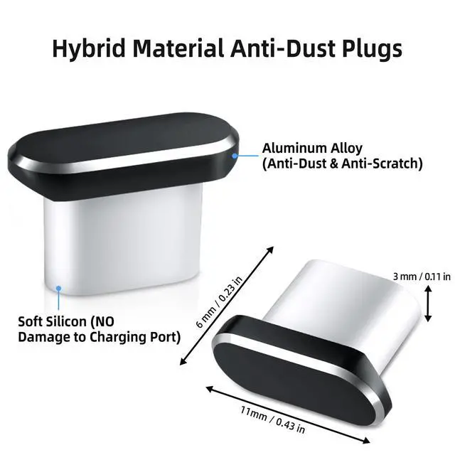 Alt view image 4 of 7 - USB C Dust Plugs for iPhone 17 16 Pro Max 15 Plus 16e 17e,2 Pack Anti Dust Cover for Samsung S26 Ultra A17 A16 S25 FE S23 A36 A37 Pixel 10a 9a Type C Charging Port Protector with Cable Clip Clear Case