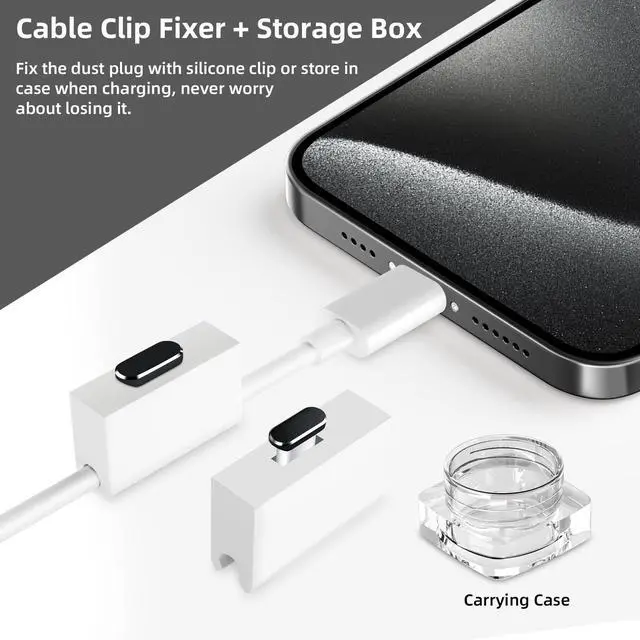 Alt view image 5 of 7 - USB C Dust Plugs for iPhone 17 16 Pro Max 15 Plus 16e 17e,2 Pack Anti Dust Cover for Samsung S26 Ultra A17 A16 S25 FE S23 A36 A37 Pixel 10a 9a Type C Charging Port Protector with Cable Clip Clear Case