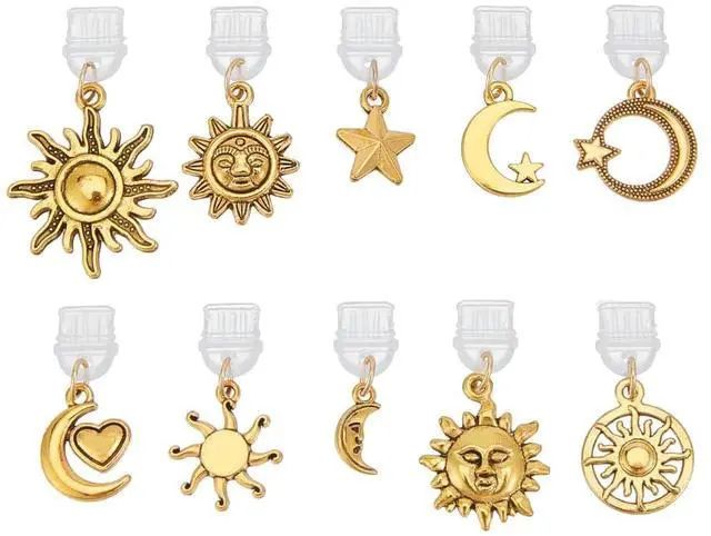 Main image of 10Pcs Dust Plug Charm Type C Anti Dust Plugs 1~1.6 inch Long Mobile Dustproof Plugs with Star Moon Pendants C Port Caps Protector Charging Port Plugs Pendants for Most Type C Phone