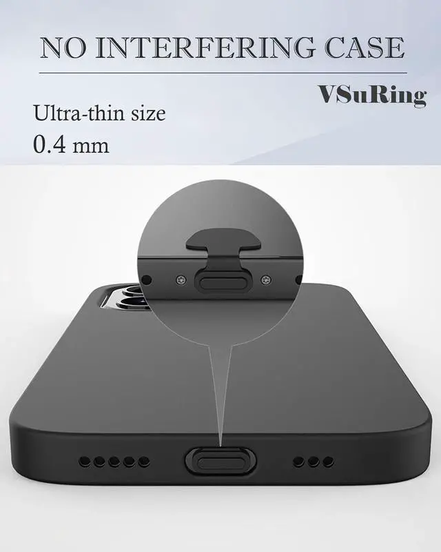 Alt view image 3 of 5 - Anti Dust Plugs 5Pcs for iPhone Silicone Detachable Adhesive Anti-Lost Dust Plug Cover Compatible with iPhone 14,13,12,11 & AirPods Black