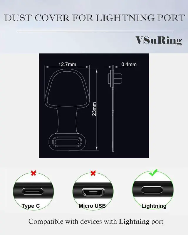 Alt view image 5 of 5 - Anti Dust Plugs 5Pcs for iPhone Silicone Detachable Adhesive Anti-Lost Dust Plug Cover Compatible with iPhone 14,13,12,11 & AirPods Black