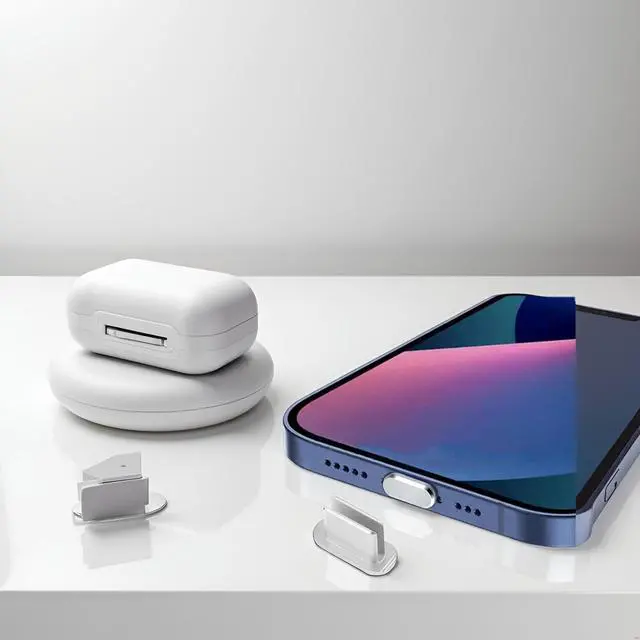 Alt view image 3 of 5 - Anti Dust Plug for iPhone 15 / 15Pro / 15 Pro Max / 15Plus Charge Port Plugs Stopper Mobile Phone Protection Cap iPhone Speaker Cover,Charging Dust Cover Plug,Cell Phone Anti-Dust Plugs (Silver)