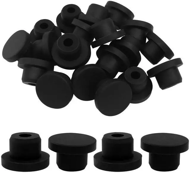 Main image of 20 Pcs Black Plug Holes, Waterproof Rubber Button Plug Round Plastic Snap in Locking Tubing Plug for 15mm / 0.59" Hole