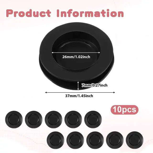 Alt view image 2 of 7 - 10 Pcs Piggy Bank Plug, Outer Diameter 1.45 Inch Silicone Stopper Black Round Piggy Bank Plug Inner Diameter 1.02 Inch Silicone Stoppers Replacement for Men Women Coin Banks Saving Box
