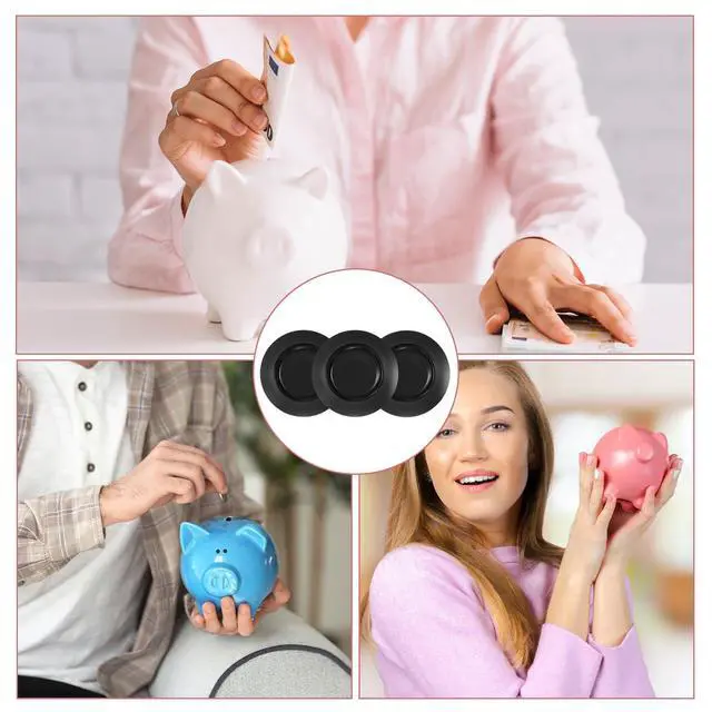 Alt view image 5 of 7 - 10 Pcs Piggy Bank Plug, Outer Diameter 1.45 Inch Silicone Stopper Black Round Piggy Bank Plug Inner Diameter 1.02 Inch Silicone Stoppers Replacement for Men Women Coin Banks Saving Box