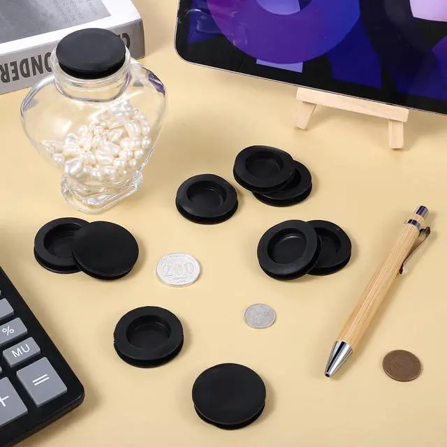 Alt view image 7 of 7 - 10 Pcs Piggy Bank Plug, Outer Diameter 1.45 Inch Silicone Stopper Black Round Piggy Bank Plug Inner Diameter 1.02 Inch Silicone Stoppers Replacement for Men Women Coin Banks Saving Box