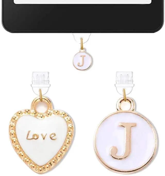 Main image of 2PCS Initial Letter J Type C Dust Plug Charms Compatible with Kindle USB C