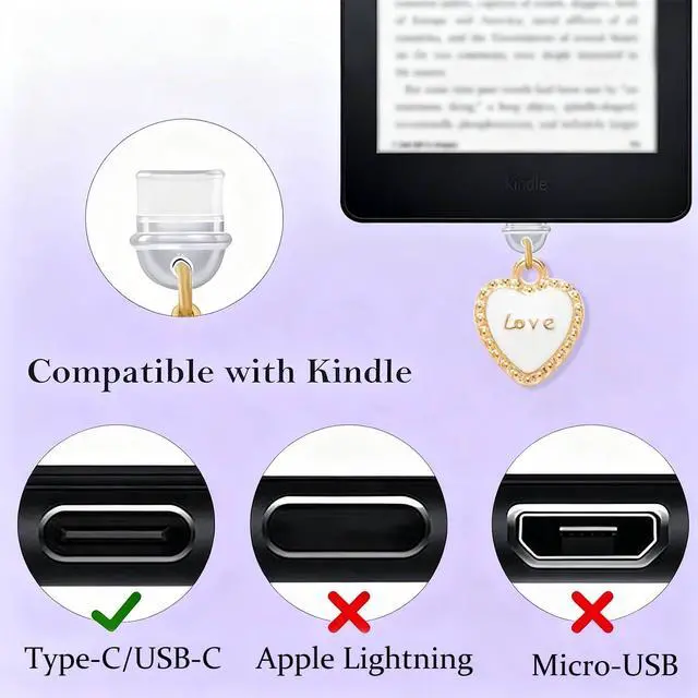 Alt view image 2 of 7 - 2PCS Initial Letter J Type C Dust Plug Charms Compatible with Kindle USB C