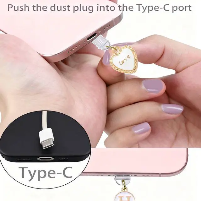 Alt view image 3 of 7 - 2PCS Initial Letter J Type C Dust Plug Charms Compatible with Kindle USB C