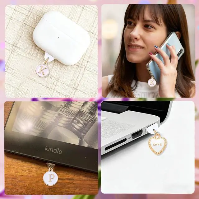 Alt view image 4 of 7 - 2PCS Initial Letter J Type C Dust Plug Charms Compatible with Kindle USB C