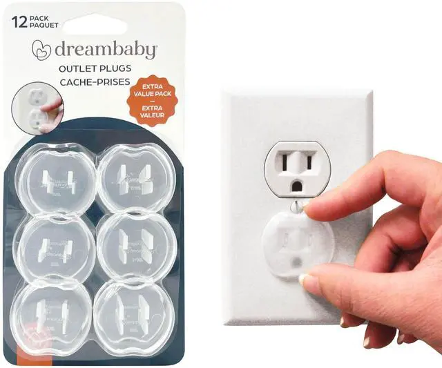 Main image of Plastic Baby Safety Outlet Plug Covers - 12 Pack - Outlet Covers Baby Proofing