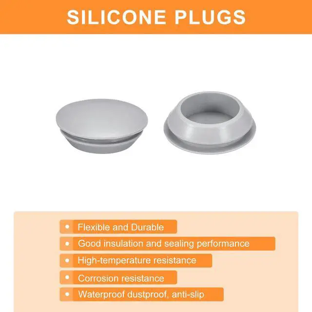 Alt view image 4 of 6 - 3 Pcs Silicone Plugs, Rubber Round Snap in Locking Hole Plugs for 28-30mm Hole, Hole Stoppers Waterproof Hole Plug for Metal Tube, Furniture End Caps Inserts, Gray