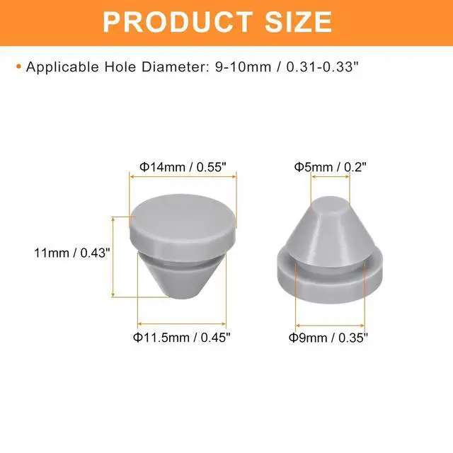 Alt view image 2 of 6 - 16 Pcs Silicone Plugs, Rubber Round Snap in Locking Hole Plugs for 9-10mm Hole, Hole Stoppers Waterproof Hole Plug for Metal Tube, Furniture End Caps Inserts, Gray