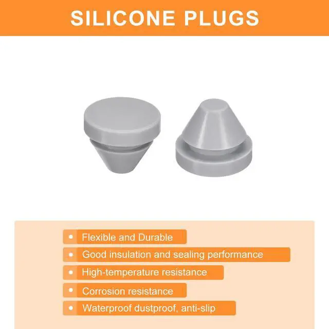 Alt view image 4 of 6 - 16 Pcs Silicone Plugs, Rubber Round Snap in Locking Hole Plugs for 9-10mm Hole, Hole Stoppers Waterproof Hole Plug for Metal Tube, Furniture End Caps Inserts, Gray