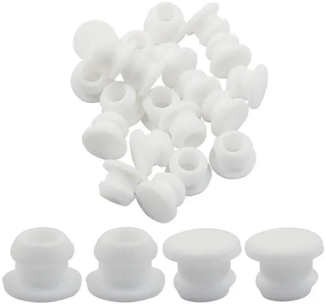Main image of 20PCS 8mm/0.31 Inch Silicone Hole Plugs Snap in Locking, Rubber Hole Plug Waterproof Tapered Round Hole Stoppers Flush Type Panel Plugs Fastener(White)