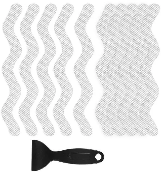 Main image of 24 PCS Anti Slip Shower Stickers, Safety Bathtub Non Slip Strips, Adhesive Decals Anti Skid Tape with Scraper for Tub, Shower, Steps, Floor, Stairs