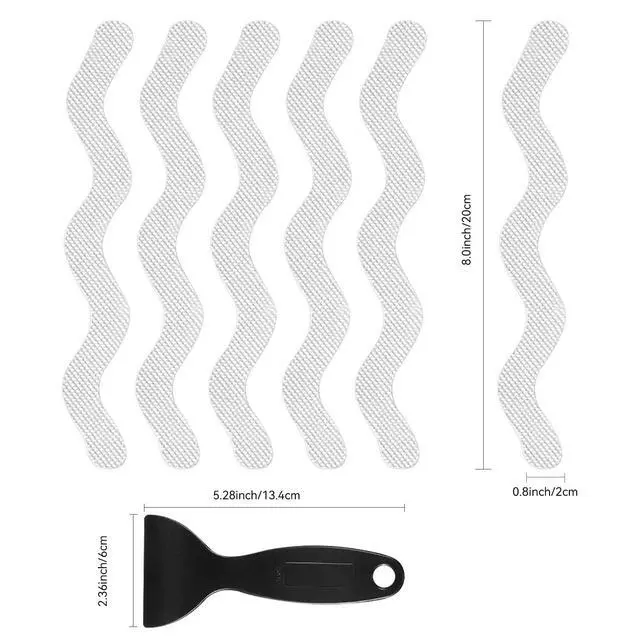 Alt view image 6 of 7 - 24 PCS Anti Slip Shower Stickers, Safety Bathtub Non Slip Strips, Adhesive Decals Anti Skid Tape with Scraper for Tub, Shower, Steps, Floor, Stairs