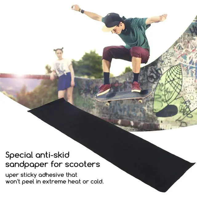 Alt view image 4 of 7 - Anti Slip Grip Tape, 9 × 33 inch Skateboards Sticker Waterproof Outdoor Grip Tape for Stairs Skateboards Scooters, Easy to Cut(Red)