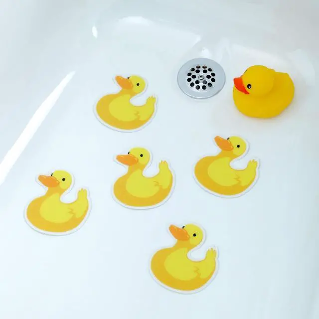 Alt view image 2 of 3 - Adhesive Bath Treads, Duck Tub Tattoos, Non-Slip Traction to Bathtubs, Showers & Other Slippery Spots (Kid Friendly, 5 Pieces, Reliable Grip)