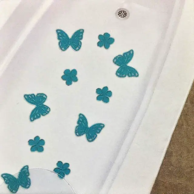 Alt view image 2 of 3 - 12 Leafs Shape Bathtub/Shower Appliques Safety Non Slip Treads, Latest Decoration Colors (Teal)