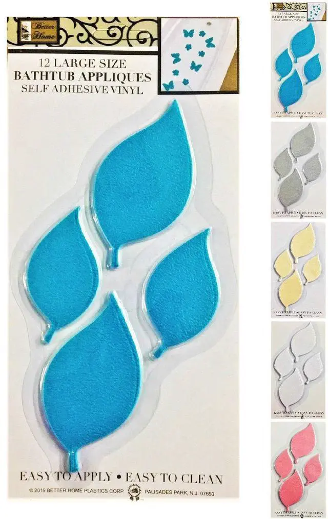 Main image of 12 Leafs Shape Bathtub/Shower Appliques Safety Non Slip Treads, Latest Decoration Colors (Teal)