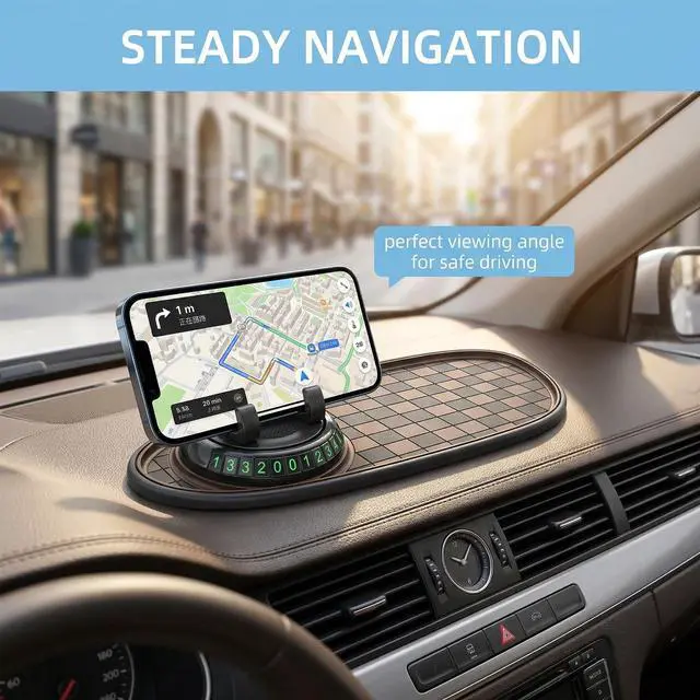 Alt view image 5 of 6 - Multifunction Car Anti-Slip Mat,Car Anti Slip Mat Phone Holder For Dashboard,Multifunctional Car Dashboard Phone Holder,With Temporary Parking Numbe For Phone Sunglasses Keys (oval black and brown)
