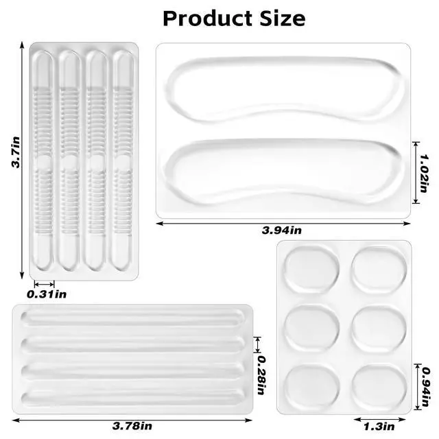 Alt view image 2 of 7 - 34 Pcs Silicone High Heel Cushion Inserts Pad, Anti Slip Shoe Strap Grip, Sling Backs Foot Support Sticker, Gel Protector Strips for Women Men Sandals Sports Sneakers