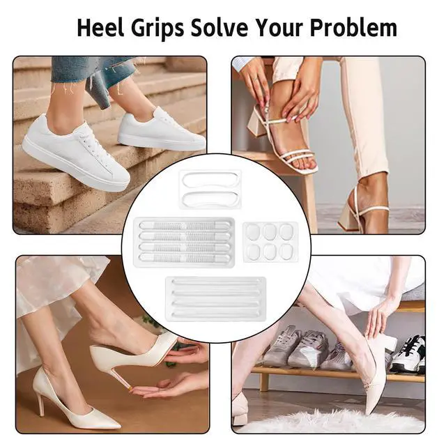 Alt view image 7 of 7 - 34 Pcs Silicone High Heel Cushion Inserts Pad, Anti Slip Shoe Strap Grip, Sling Backs Foot Support Sticker, Gel Protector Strips for Women Men Sandals Sports Sneakers