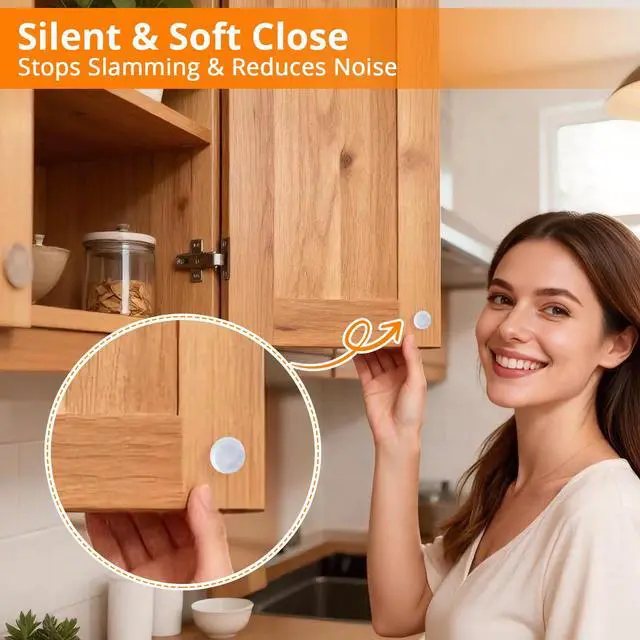 Alt view image 3 of 7 - 192 PCS Clear Rubber Cabinet Door Bumpers Self Adhesive Silicone Pads for Cabinets, Drawers, Doors, Soft Close & Anti-Slam Protection