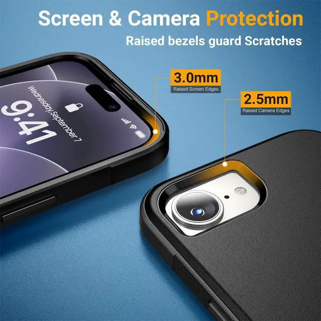 Alt view image 4 of 7 - MagSafe Case for iPhone 16/17E, 6.1 Inch, Military Grade 10 ft Drop Protection, Powerful Magnet, 4 mm Raised Edge, Non-Slip Fingerprint Resistant Cover, Black