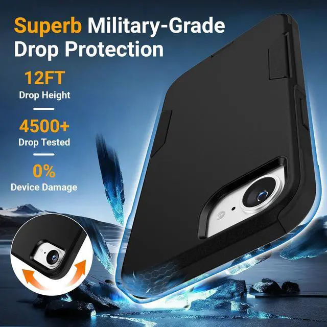 Alt view image 5 of 7 - MagSafe Case for iPhone 16/17E, 6.1 Inch, Military Grade 10 ft Drop Protection, Powerful Magnet, 4 mm Raised Edge, Non-Slip Fingerprint Resistant Cover, Black