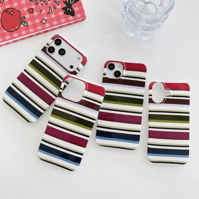 Alt view image 2 of 7 - Cute Aesthetics Colorful Striped Phone Case,for iPhone 13/14 (6.1")
