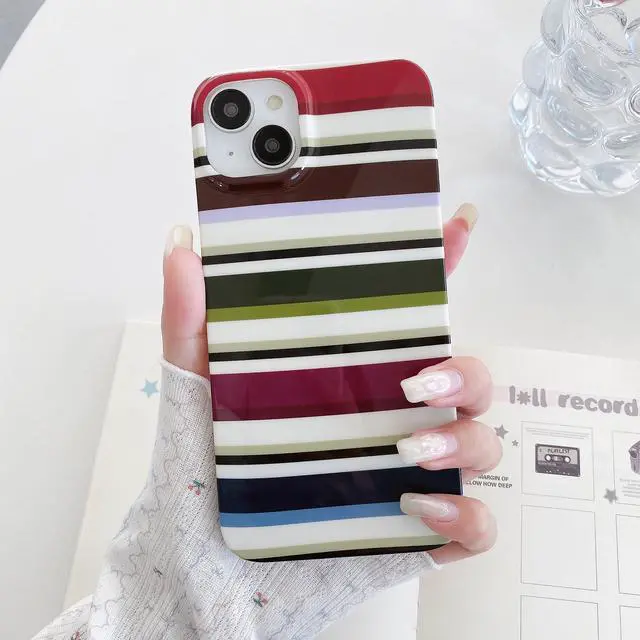 Alt view image 3 of 7 - Cute Aesthetics Colorful Striped Phone Case,for iPhone 13/14 (6.1")
