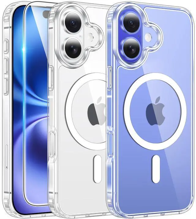 Main image of for iPhone 16 Plus Case: Clear Magnetic Phone Cases with Screen Protector Compatible with Magsafe Slim Anti Yellowing Rugged Shockproof Protective Transparent Cell Phone Cover (A-Clear)