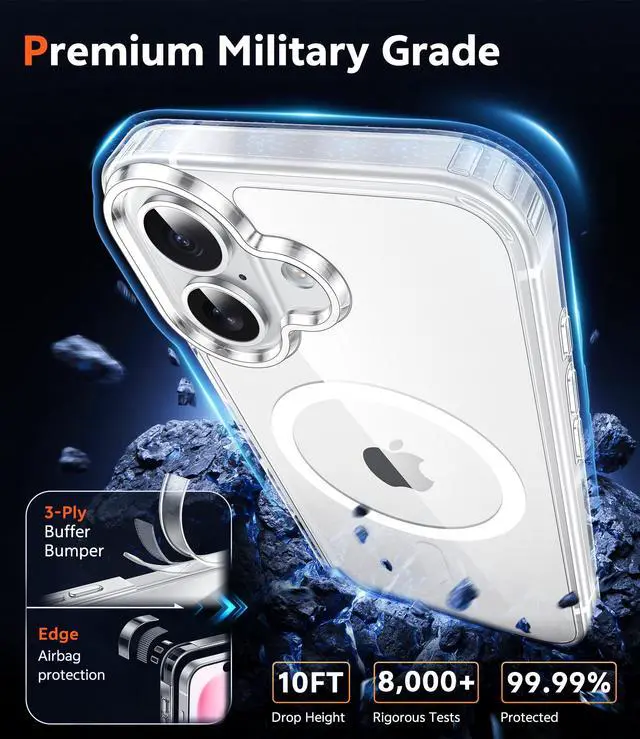 Alt view image 6 of 7 - for iPhone 16 Plus Case: Clear Magnetic Phone Cases with Screen Protector Compatible with Magsafe Slim Anti Yellowing Rugged Shockproof Protective Transparent Cell Phone Cover (A-Clear)