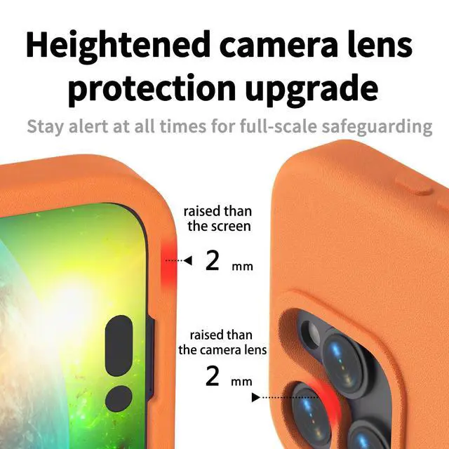 Alt view image 2 of 4 - Phone Case for iPhone, Simple and Elegant Solid Color,Soft and Skin-Friendly EVA Material,Anti-Vibration and Anti-Drop Full Protection Case for iPhone (Orange, iPhone 15 Pro Max)