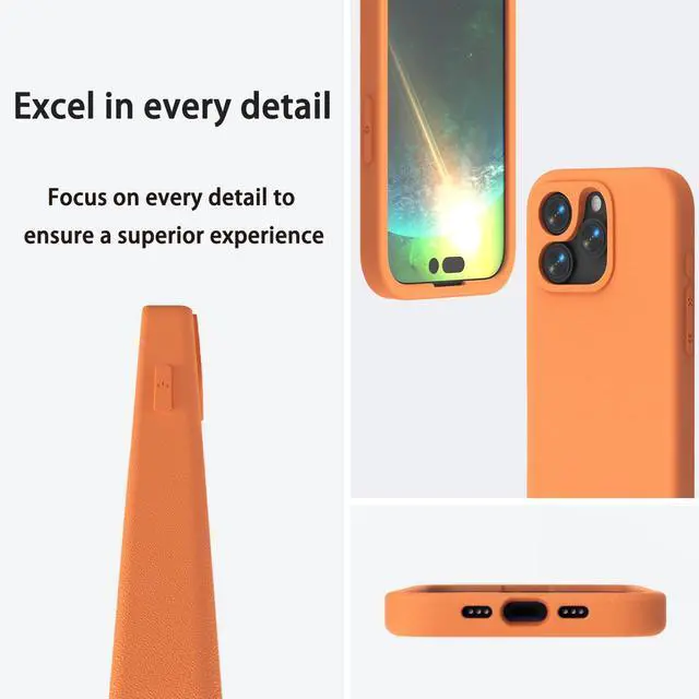 Alt view image 3 of 4 - Phone Case for iPhone, Simple and Elegant Solid Color,Soft and Skin-Friendly EVA Material,Anti-Vibration and Anti-Drop Full Protection Case for iPhone (Orange, iPhone 15 Pro Max)