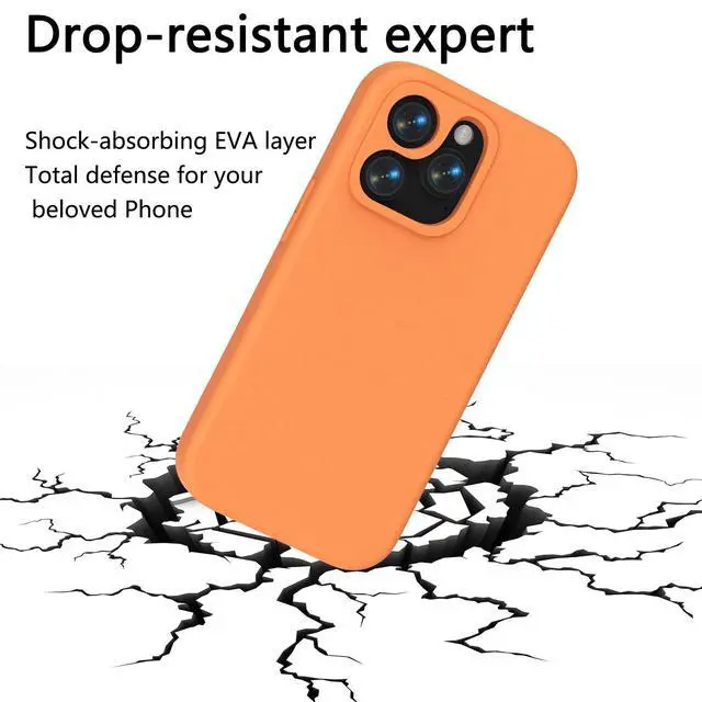 Alt view image 4 of 4 - Phone Case for iPhone, Simple and Elegant Solid Color,Soft and Skin-Friendly EVA Material,Anti-Vibration and Anti-Drop Full Protection Case for iPhone (Orange, iPhone 15 Pro Max)