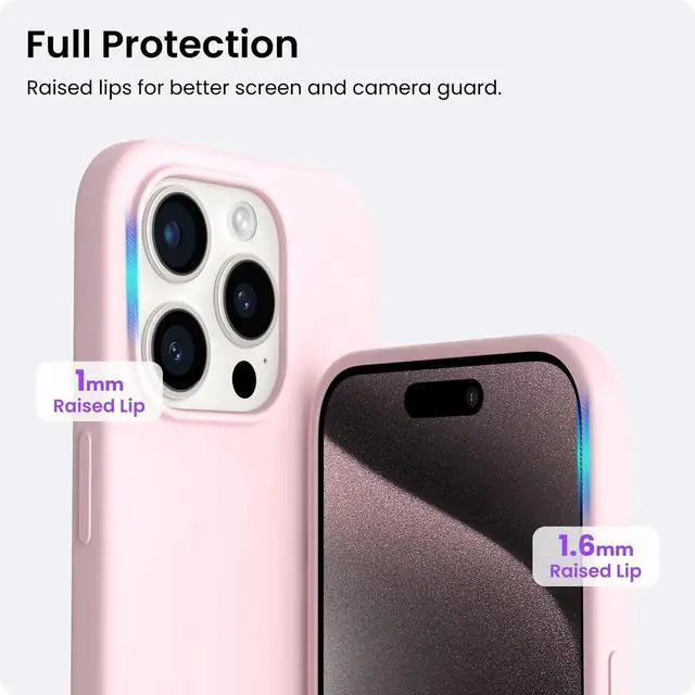 Alt view image 4 of 6 - Compatible with iPhone 15 Pro Max Case 6.7", Slim Liquid Silicone 3 Layers Soft Gel Rubber Shockproof Protective Phone Case with Anti-Scratch Microfiber Lining-Chalk Pink