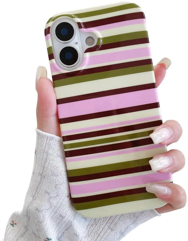 Main image of Cute Aesthetics Colorful Striped Phone Case,for iPhone 17 (6.3")