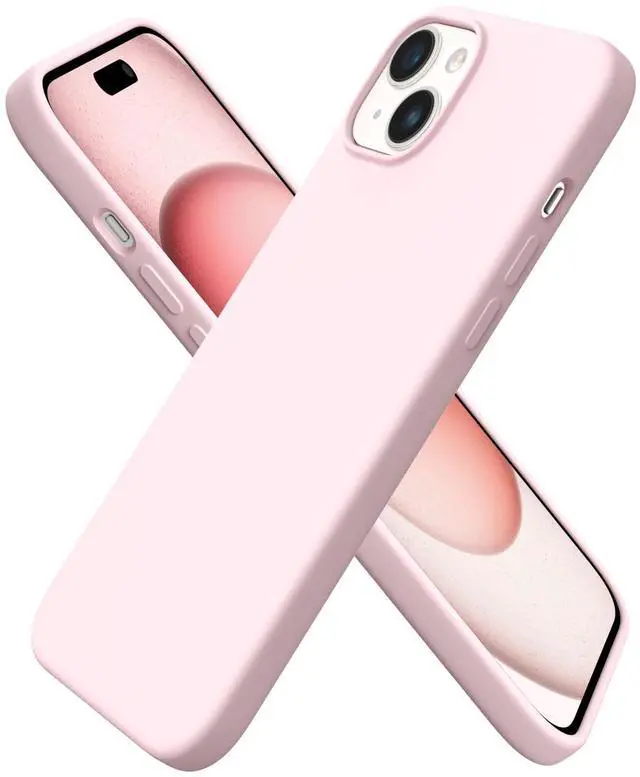 Main image of Compatible with iPhone 15 Plus Case 6.7", Slim Liquid Silicone 3 Layers Full Covered Soft Gel Rubber Cover Protective Phone Case with Anti-Scratch Microfiber Lining-Pink