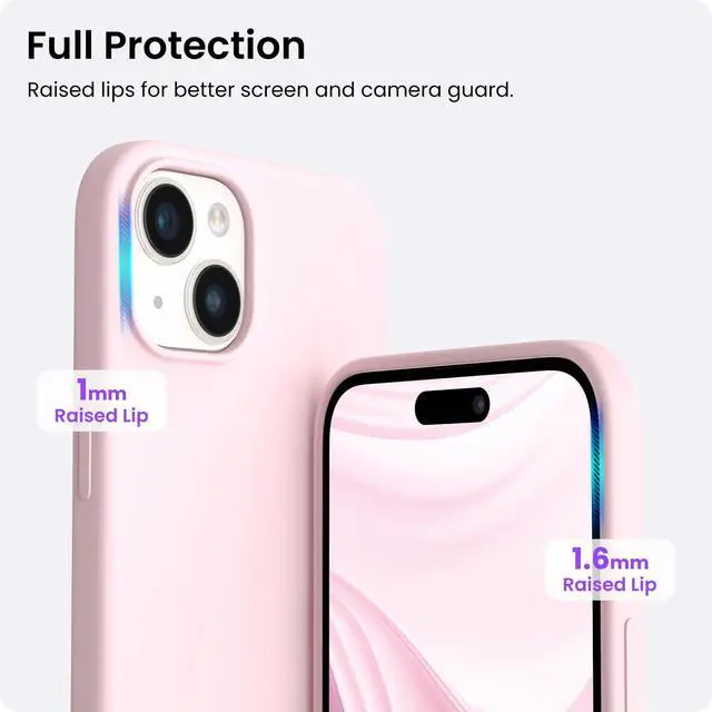 Alt view image 4 of 6 - Compatible with iPhone 15 Plus Case 6.7", Slim Liquid Silicone 3 Layers Full Covered Soft Gel Rubber Cover Protective Phone Case with Anti-Scratch Microfiber Lining-Pink