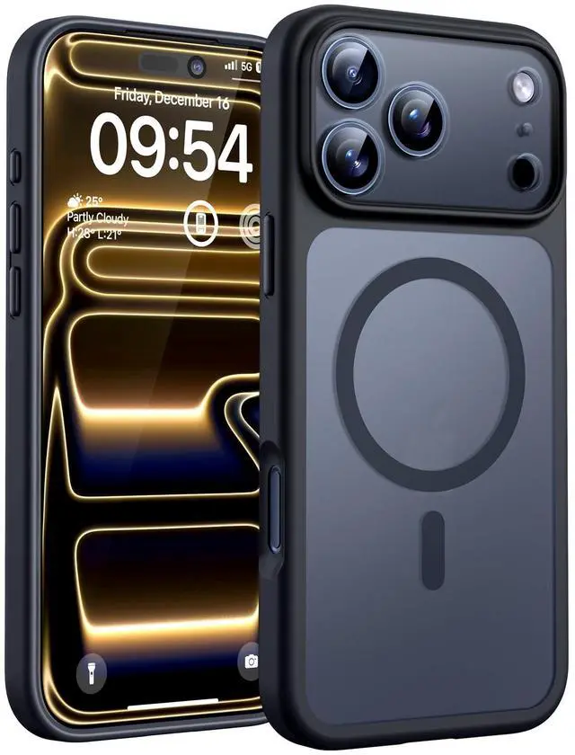 Main image of for iPhone 17 Pro Case, Compatible with Magsafe, Built-in Magnets, Full Camera Protection, Drop Protection, Translucent Matte for iPhone 17 Pro Phone Case 6.3 inch (Black)
