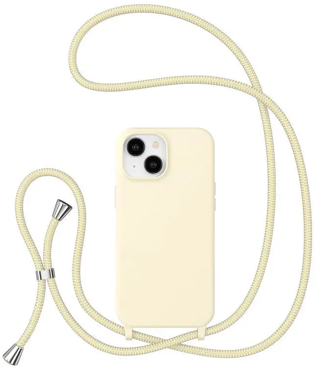 Main image of for iPhone 13/14 Case with Strap,Crossbody Phone Case with Adjustable Neck Shoulder Lanyard,Soft Silicone Shockproof Protective Phone Cover for iPhone 13/14 6.1 inch-Beige