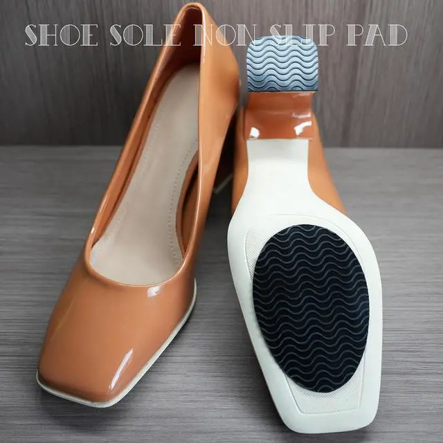Alt view image 2 of 7 - 6 Pairs (12 Pieces) Shoe Sole Non Slip Pads, Anti Skid Self Adhesive Rubber Grips, Shoe Bottom Front Sole and Heel Noise Reduction Protector Cushions (Black with Wave Pattern)