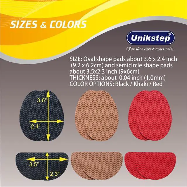 Alt view image 5 of 7 - 6 Pairs (12 Pieces) Shoe Sole Non Slip Pads, Anti Skid Self Adhesive Rubber Grips, Shoe Bottom Front Sole and Heel Noise Reduction Protector Cushions (Black with Wave Pattern)