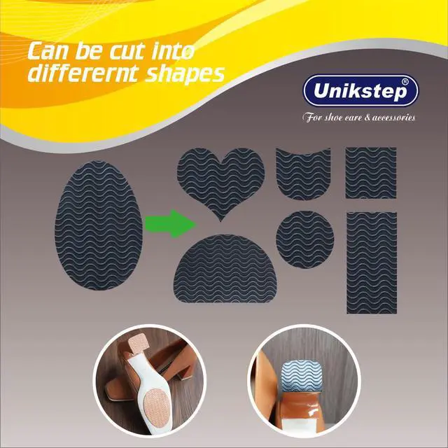 Alt view image 6 of 7 - 6 Pairs (12 Pieces) Shoe Sole Non Slip Pads, Anti Skid Self Adhesive Rubber Grips, Shoe Bottom Front Sole and Heel Noise Reduction Protector Cushions (Black with Wave Pattern)